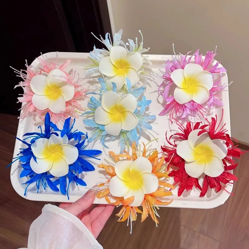 Fashion Flower Hairpin Beach Vacation Florals Headpiece Decor Hawaiian Flower Hair Clip Travel Hair Decor Bohemian Decoration Qme