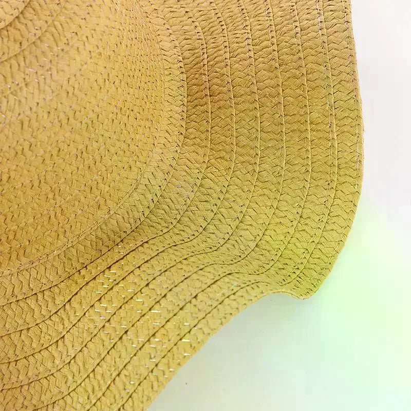 Summer Beach Wavy Edge Wide Brim Straw Hat Seaside Vacation Women Qme