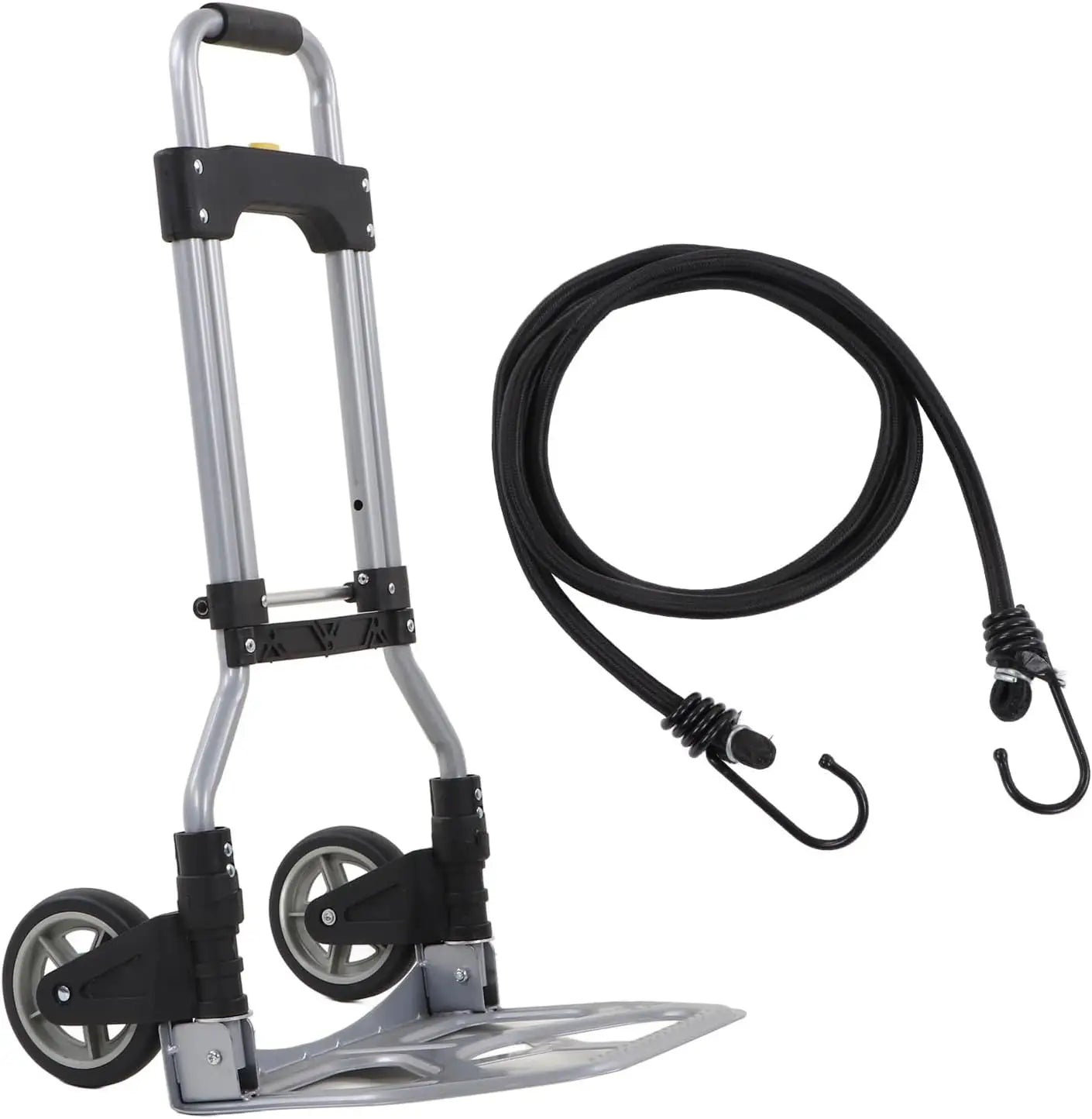 Folding Aluminium Hand Truck for Industrial and Household ,Transport Trolley with 70 kg Load Capacity and 2 Wheels, Foldable Qme black