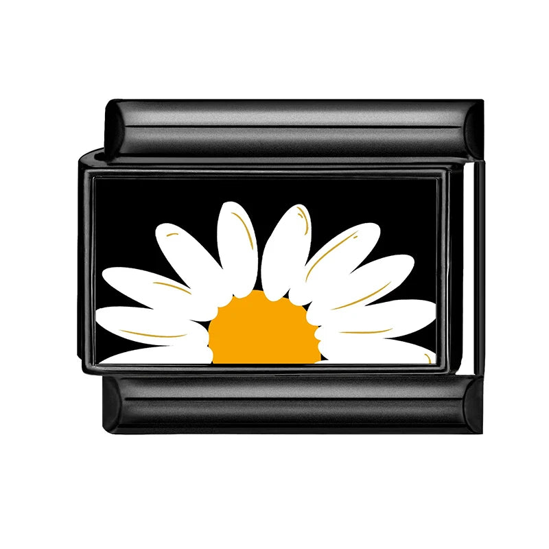 Fashion Women's Daisy Sun Stars NO.8 Ball Italian Charm Links Fit 9mm Bracelet Stainless Steel Jewelry Making DIY Bracelet Gifts Qme S 6
