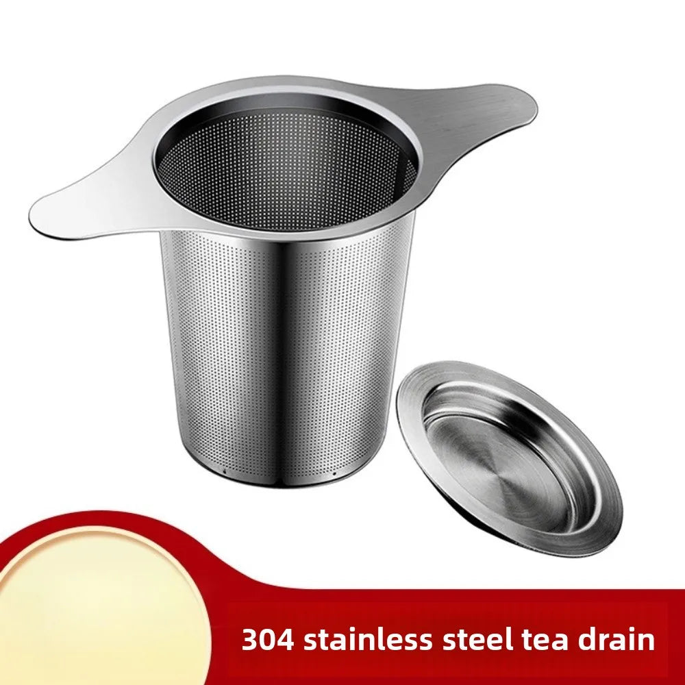 Home Tea Making Accessory 304 Stainless Steel Dual Ear Infuser Double Handle Fine Mesh Filter for Loose Tea Steeping Easily Qme