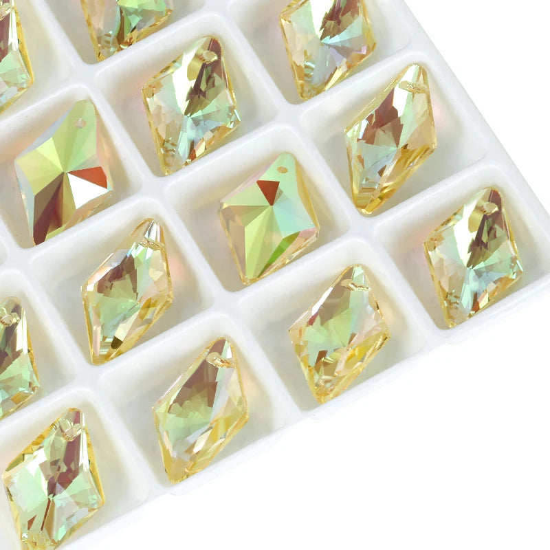12Pcs Crystal 6320 Rhombus Pendant Glass Austria Loose Beads Charms Rhinestones for DIY Earring Necklace Jewelry Accessories Qme 001SU 12x19mm-12pcs