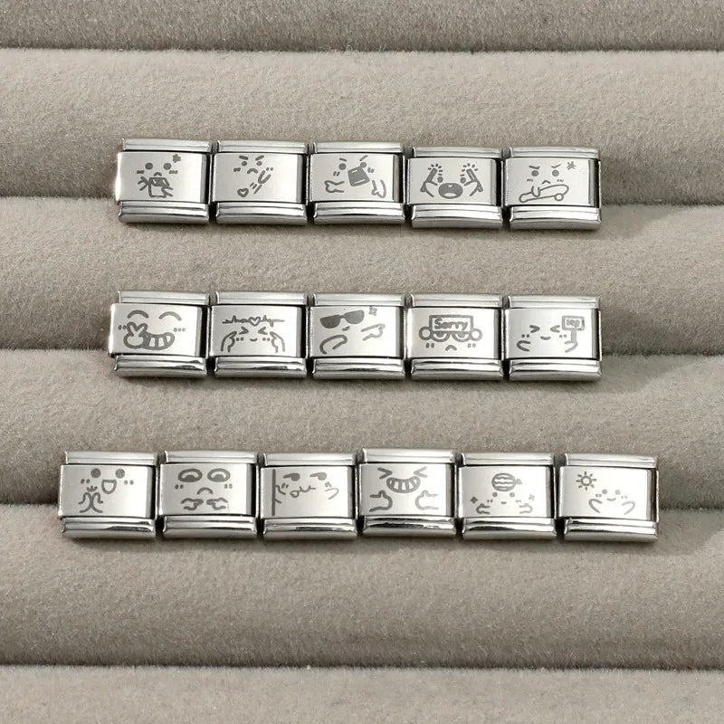 Laser Engraving Applause Encouragement Italian Charm Links Fit 9mm Stainless Steel Bracelet DIY Making Gifts Wholesale Qme