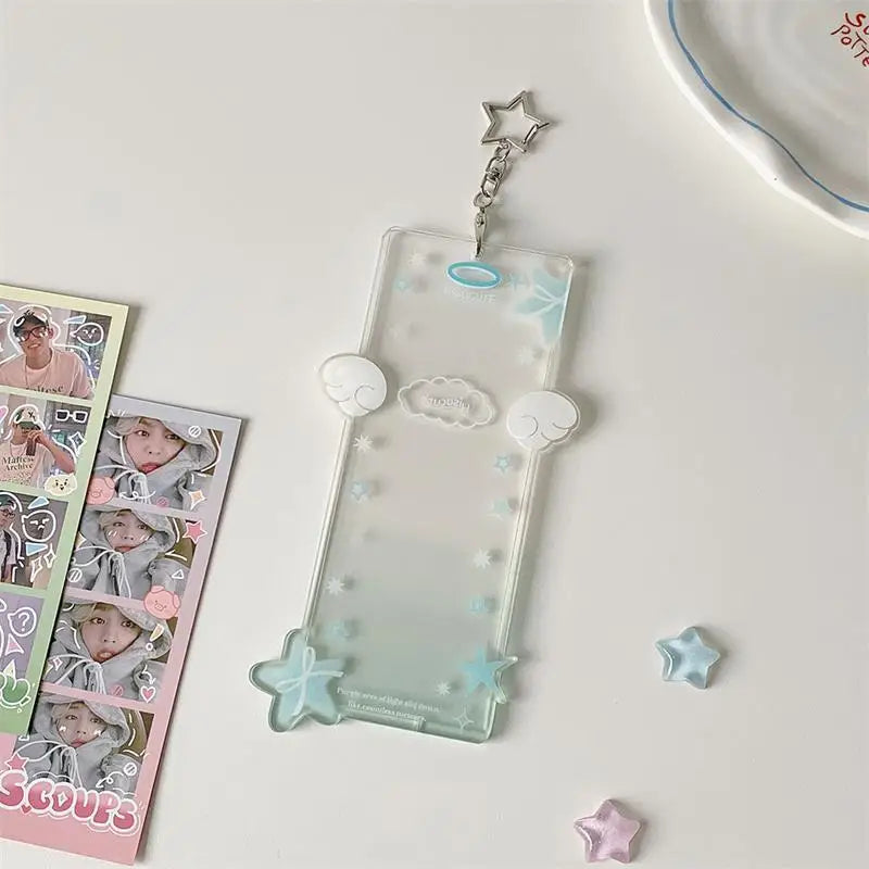 Cute Star Four-compartment Photocard Holder Acrylic Card Idol Photo Qme Blue