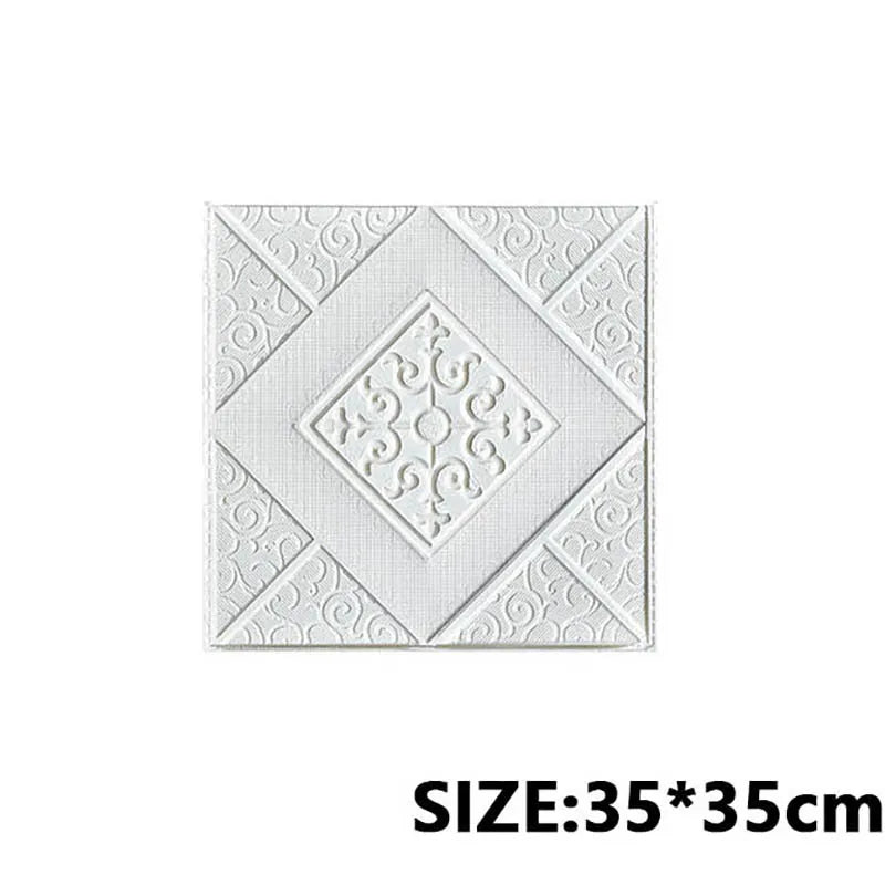 3D Soft Foam Material Wallpaper Self Adhesive Waterproof Moisture Qme white 35x35cm-20pcs