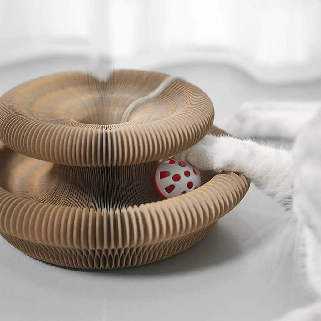 Cardboard Cat Scratcher Foldable Cat Ball Track Toy Pet Games for Hunting Simulation Mental Stimulation Exercise Training Indoor Qme