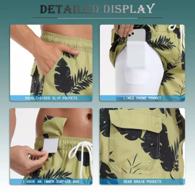 Men's Casual Large Size Beach Pants Corner Milk Silk Inner Street Clothing Breathable Soft Casual Daily Streetwear Short Men Qme