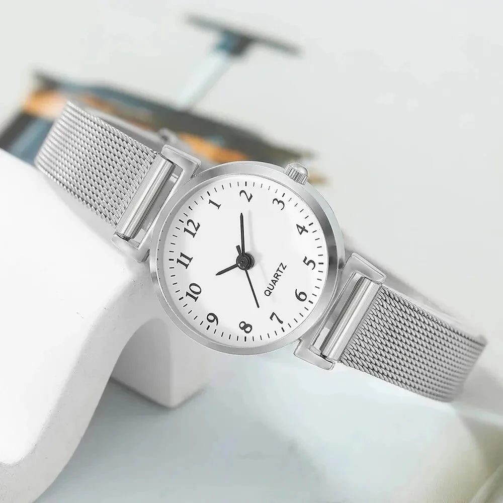 2pcsWomen Fashion Watch Casual Bracelet Watches Set Ladies Simple Dial Quartz Wristwatches Dress Clock Montre Femme Qme