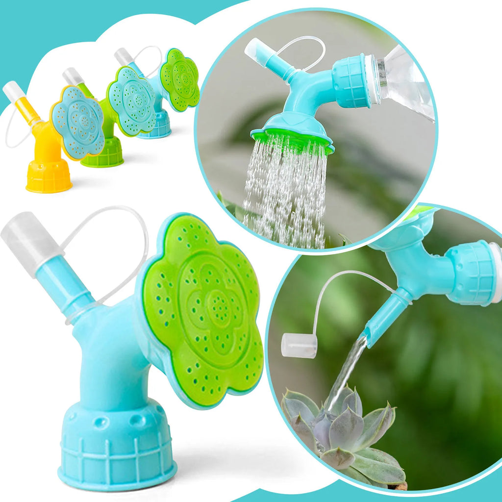 Plastic Multiuse Double Head Bottle Watering Spout Protable Garden Watering Supplies Sprinkler Head For Indoor Seedlings Plant Qme
