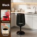 Wine Glass Shaped Trash Can with Lid Waste Basket Trash Bin Round Tall Garbage with High Leg for Home Office Bedroom Kitchen Qme Black
