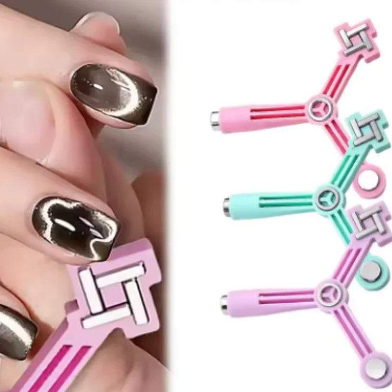 4 IN 1 Triangle Cat Eye Magnet Stick Strong Magnetic Nail Art Tool for Gel Polish Beginner Friendly Nail Design Qme
