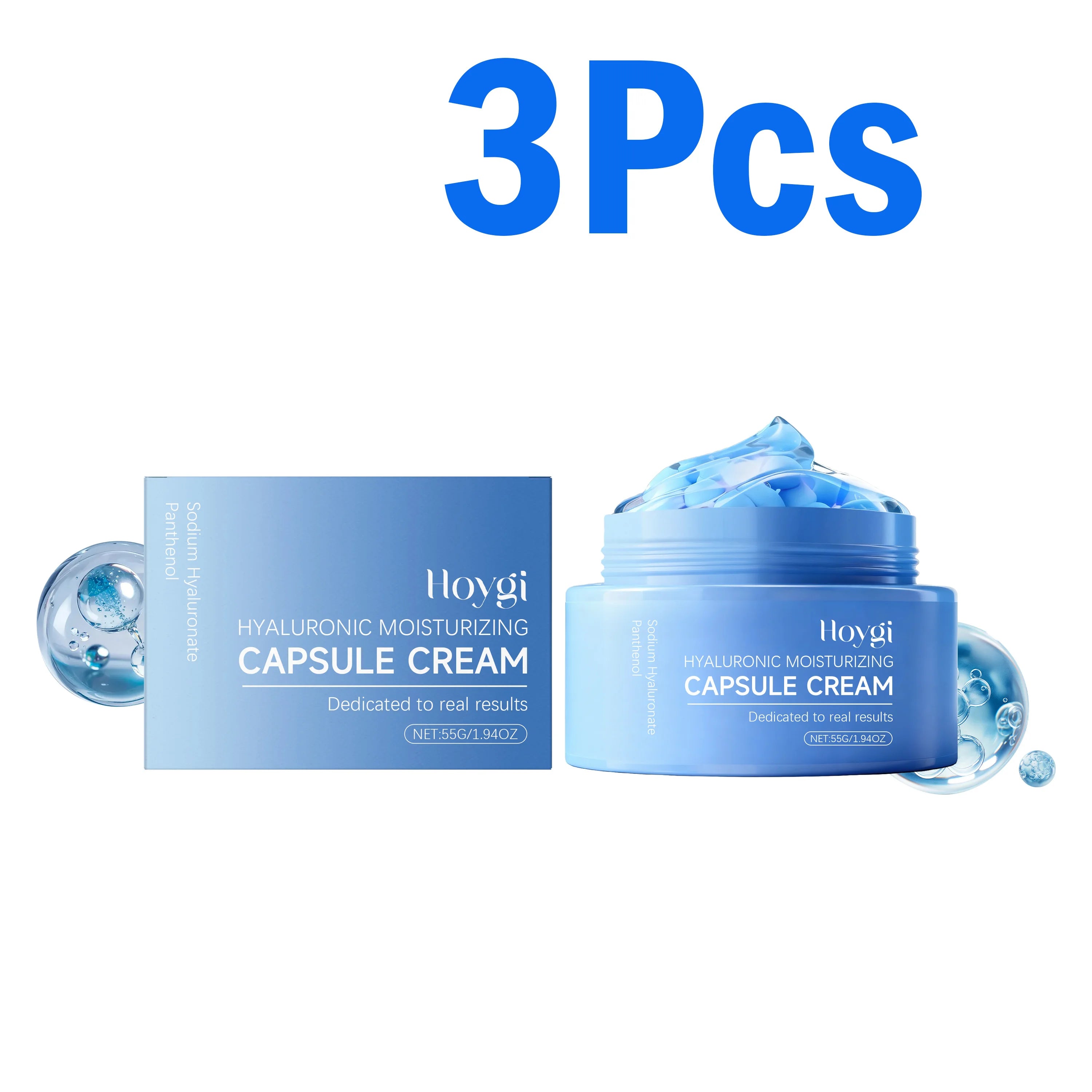 Hyaluronic Acid Moisturizing Capsule Cream Deep Hydration Skin Soothing Improves Texture Barrier Two-Component Moisturizer Qme 3 x 55g Boxed