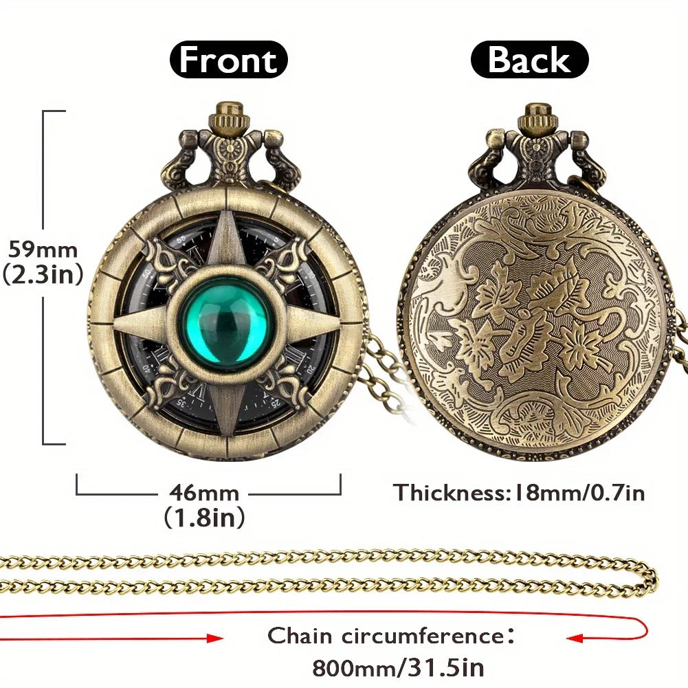Y2K Cartoon Anime Round Pointer Quartz Watch Vintage Rhinestone Cosplay Necklace Chain Watch For Women Men Collector Gift Qme