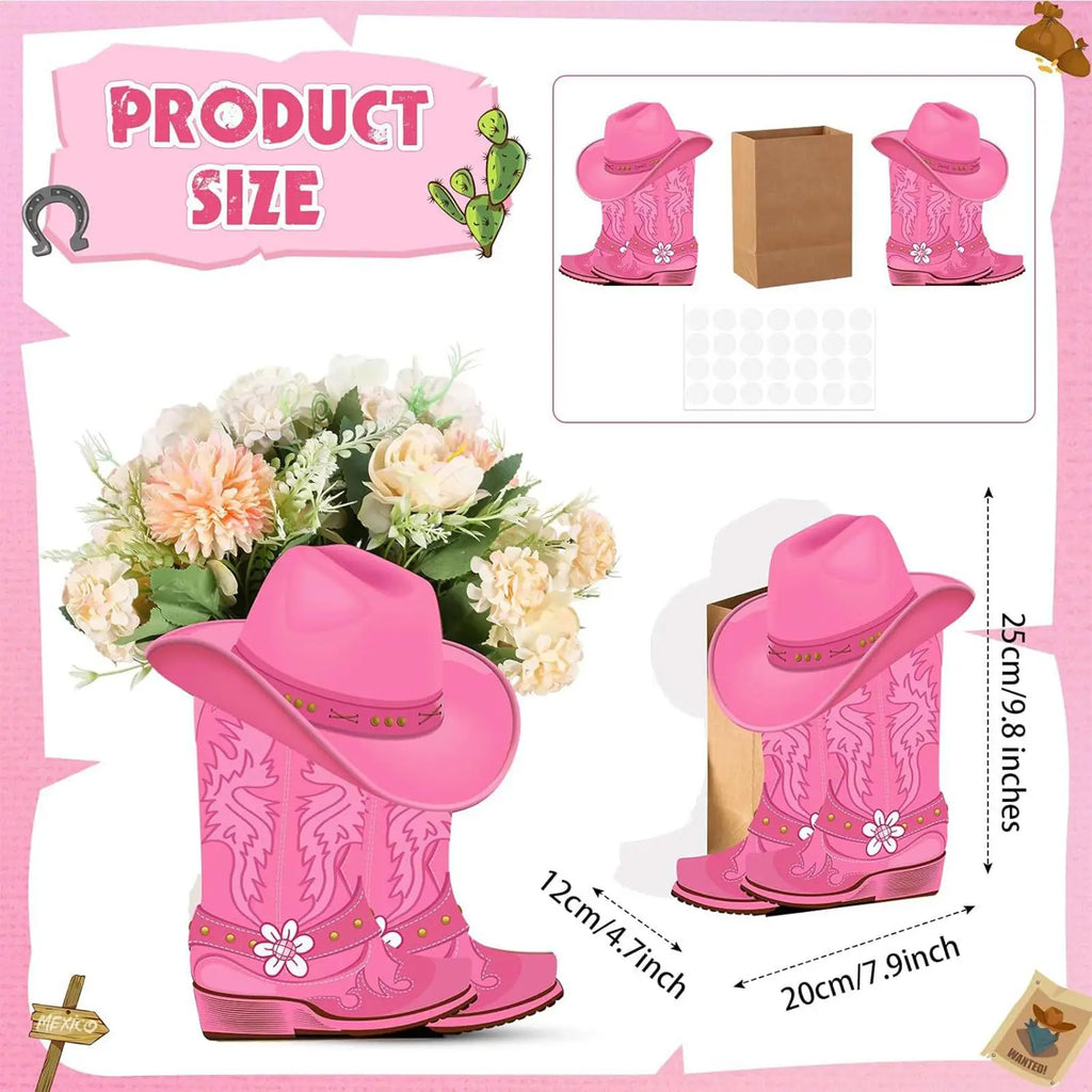 Cowboy Boots Flower Box 8 Western Wedding Decor Boot Shape Boxes Vase Qme
