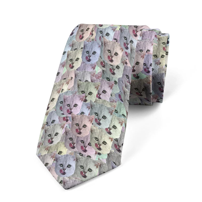 Cute Funny Cat Tie Newly Designed Cartoon 3d Printing Fashion Qme style2