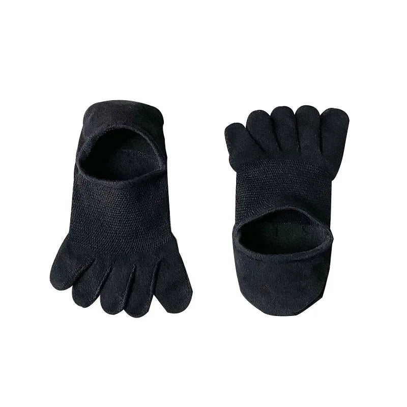 2025 Man Slipper Toe Socks Mesh Hollow No Show Ankle Short Socks Sports Sweat-Absorbing Cotton Breathable Five Finger Boat Socks Qme Black