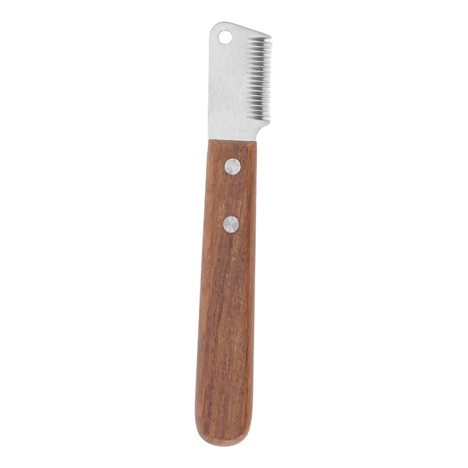 Wood Handle Dog Grooming Deshedding Comb Stainless Steel Pet Dematting Rake Brush Knot Remover Tool Reduce Shedding for Dogs Cat Qme As picture