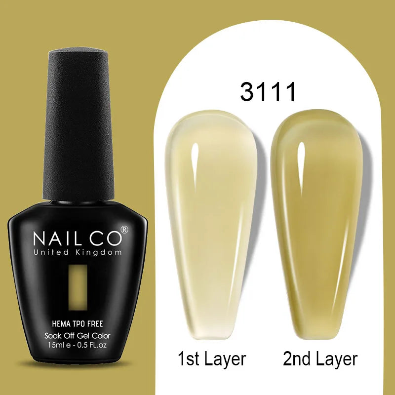 Nailco Jelly Gel Nail Polish Transparent Varnishes 44 Colors Red Pink