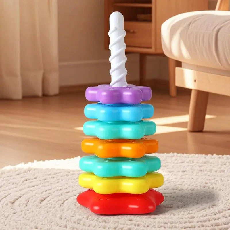 Children's Toy Baby Stacking Puzzle Toys Montessori Rotating Rainbow Qme