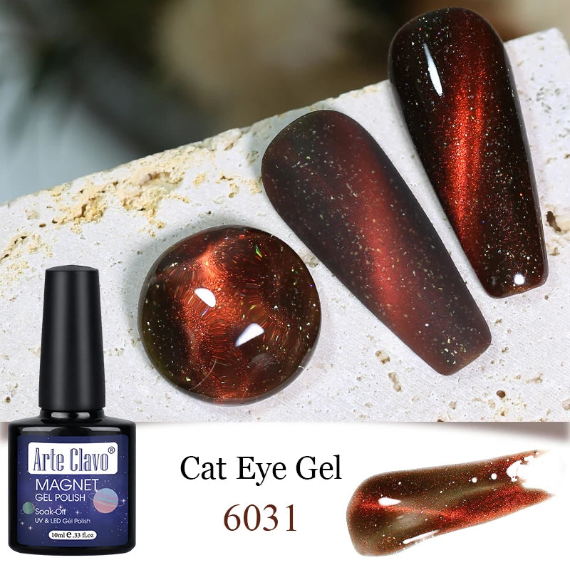 Arte Clavo Cat Eye Magnetic Gel Polish Green Red Semi Permanent Soak Qme 6031