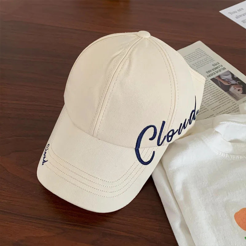 Women's Sun Hat Ponytail Hole Breathable Empty Baseball Cap Summer Qme WHITE