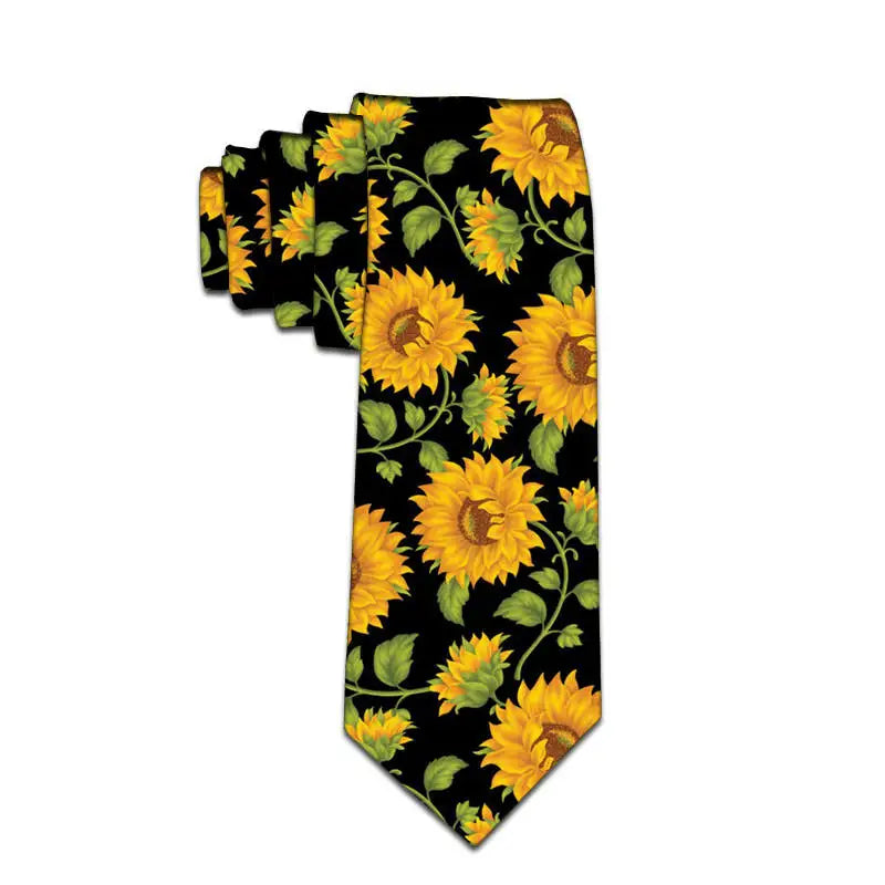 Funny Frog Sunflower Print Men's Tie Fashion Business Personality Qme