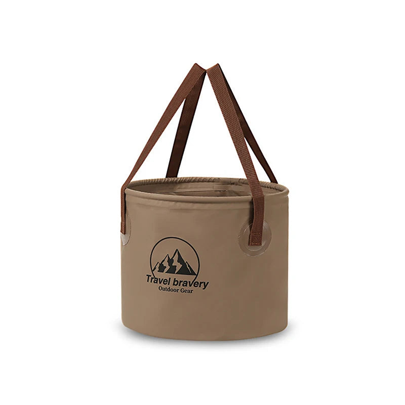 Portable Foldable Bucket Large Capacity Outdoor Camping Travel Qme 5L Coffee