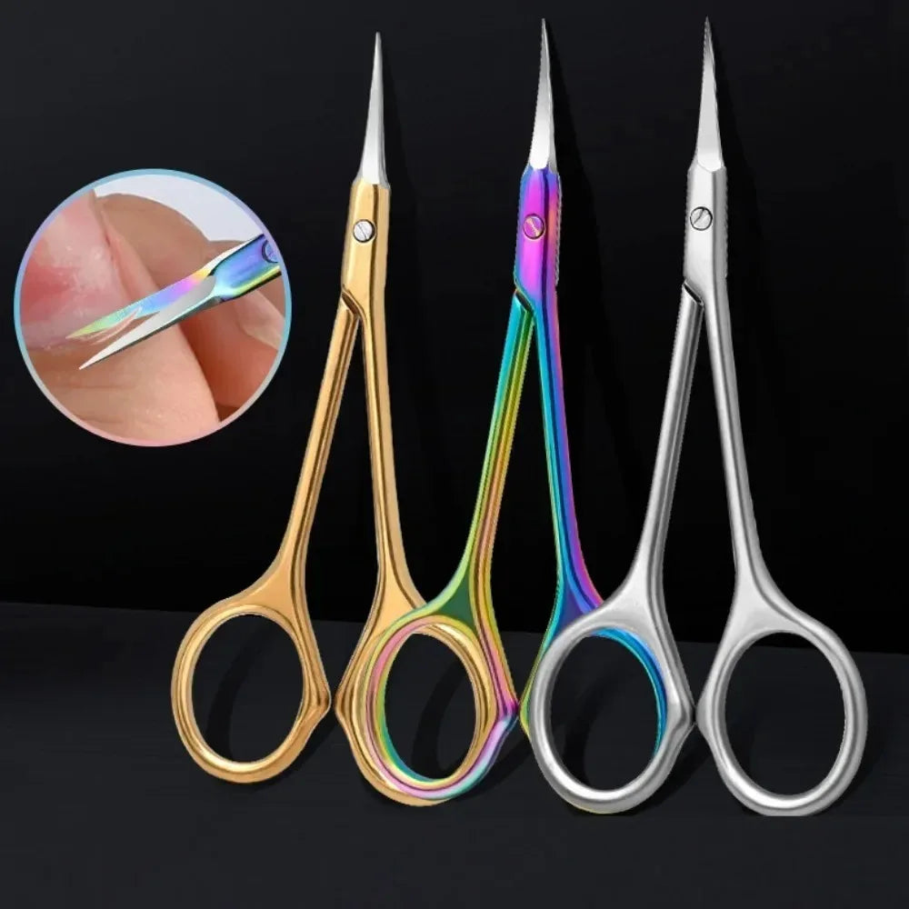 Stainless Steel Cuticle Scissors Dead Skin Remover Nails Art Clippers Qme