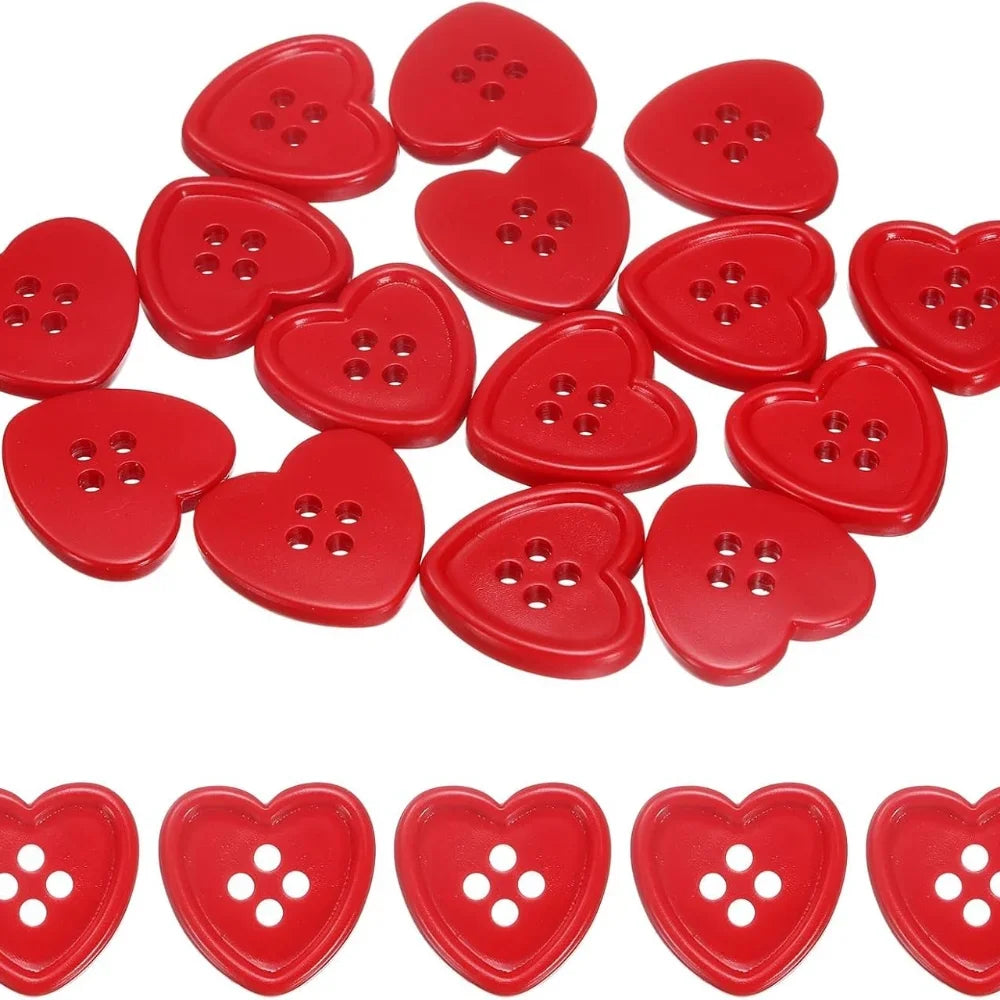 20PCS Vintage Burgundy Heart-Shaped Buttons for Women's Coats, Sweaters, Cardigans, DIY Decoration, Sewing Accessories Qme
