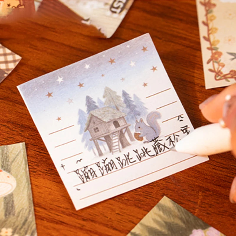 Healing Vintage Sticker & Note Pad, Abundant Materials for Creative DIY, Ideal for Journaling, Scrapbooking & Note-Taking Qme