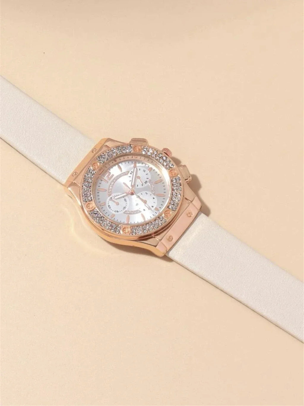 5PCS Set Fashion Women Watches Simple Ladies Business Leather Quartz Watch Womens Necklace Earrings Wristwatch Qme
