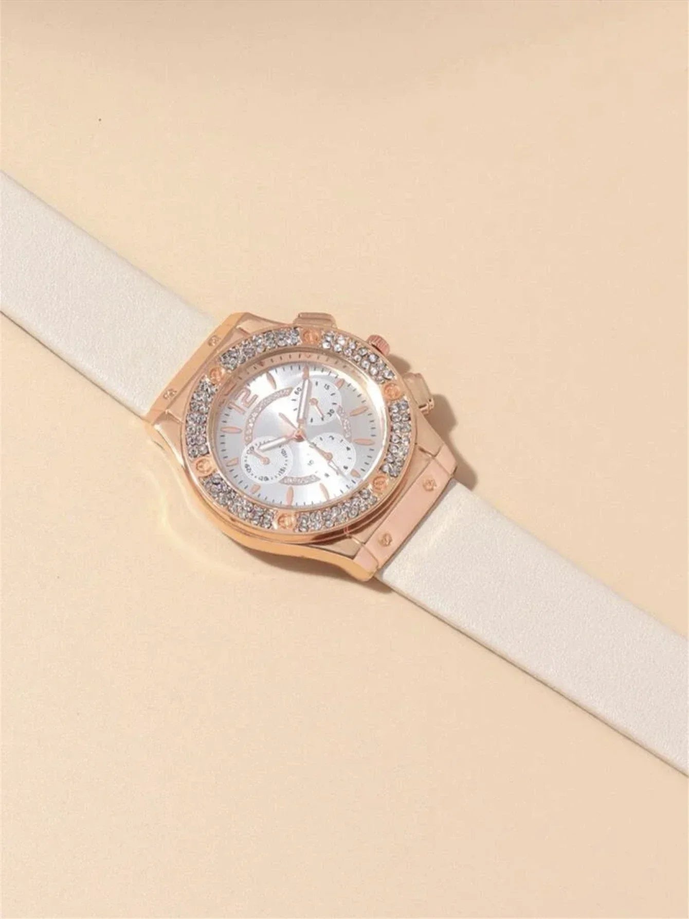 5PCS Set Fashion Women Watches Simple Ladies Business Leather Quartz Watch Womens Necklace Earrings Wristwatch Qme