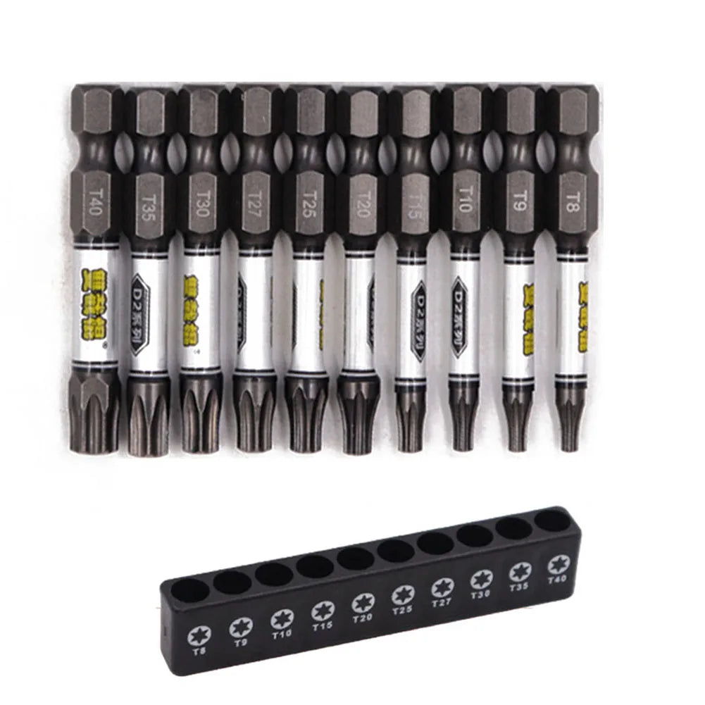 10PCS Magnetic Impact Screwdriver With Bit Holder 1/4inch Hex Shank Cross Hexagonal Torx Screwdriver Bit For Electric Impact Qme Plum bossom