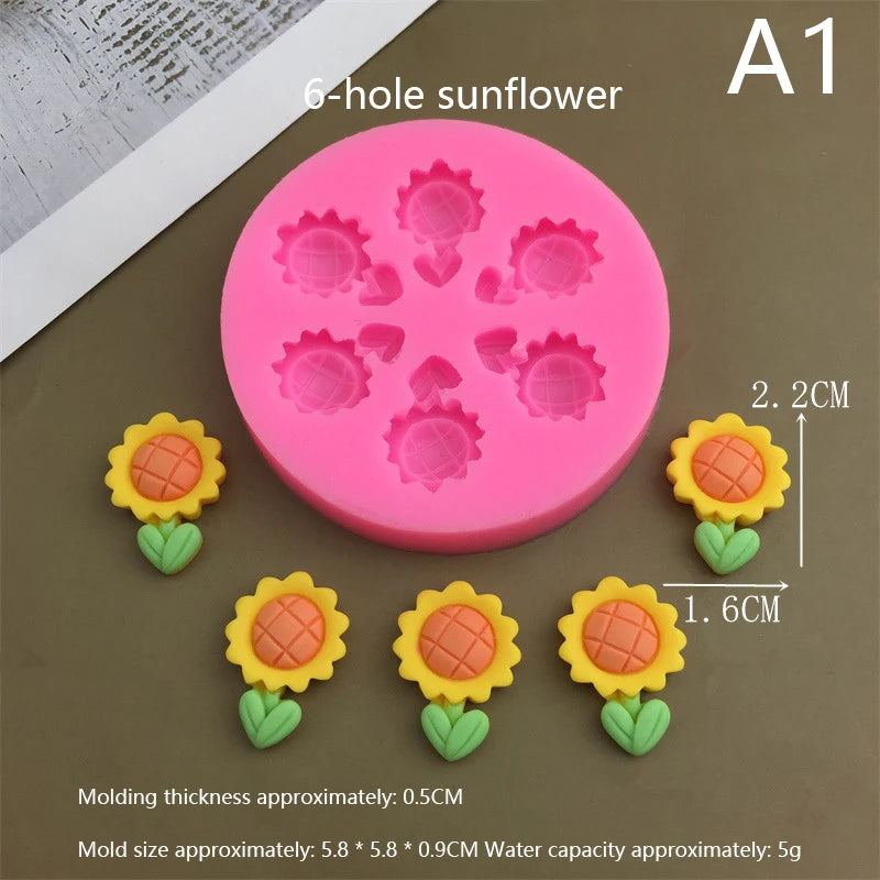 Cute Cartoon Silicone Molds DIY Flowers Bow Bee Fondant Cupcake Cake Qme A1