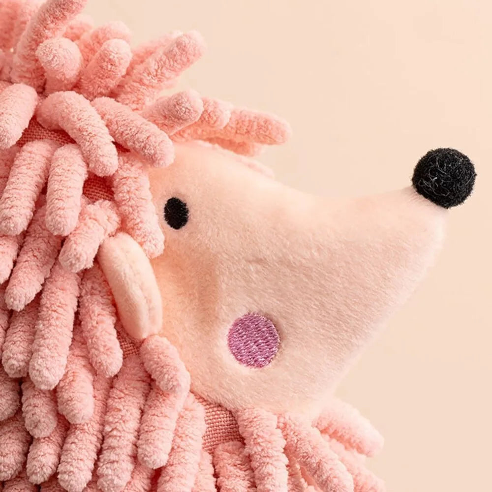 Chenille Fuzzy Ball Hand Towels Hedgehog Cartoon Towels Absorbent Funny Hanging Hand Drying Towel with Loop for Bathroom Kitchen Qme