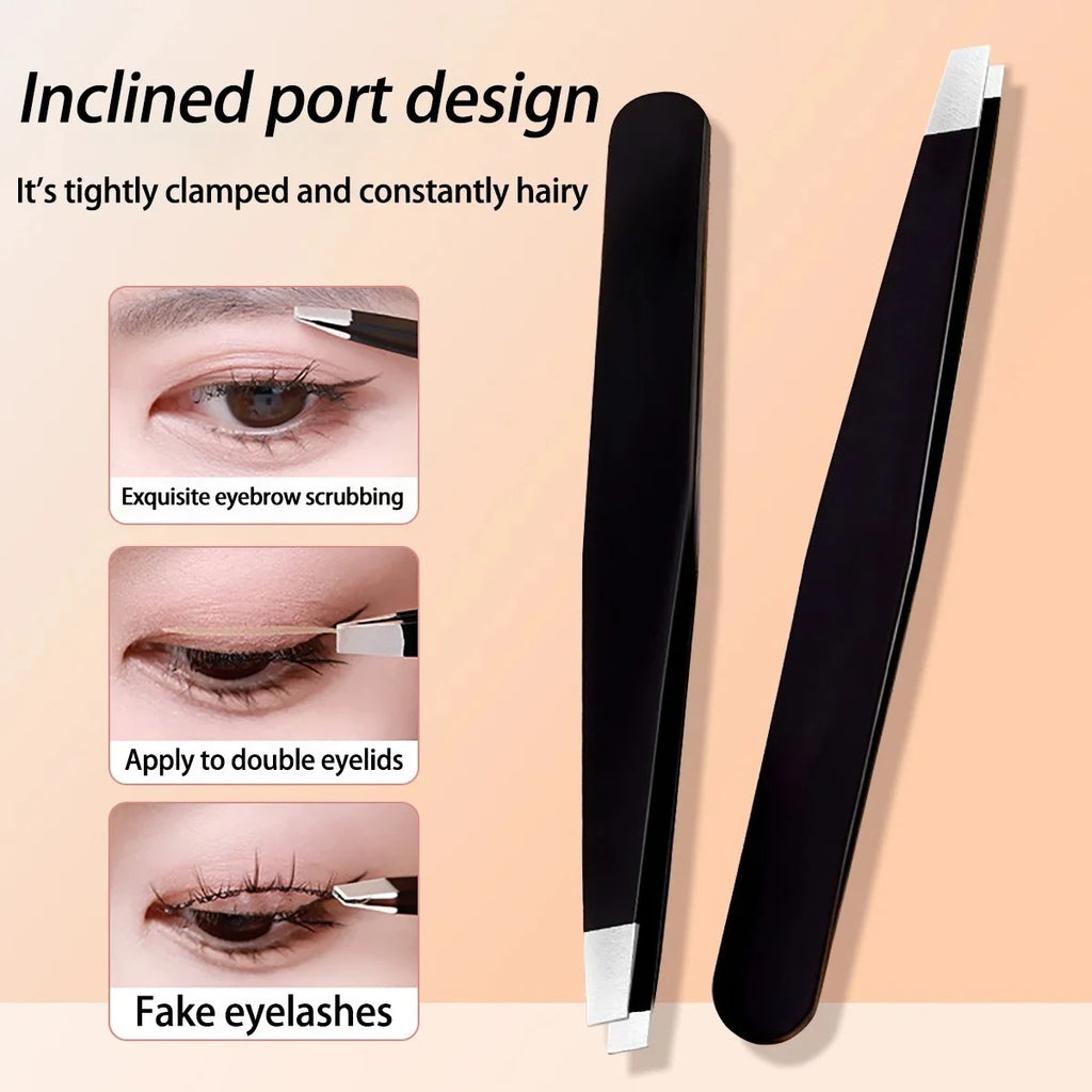 Eyebrow Tweezers Stainless Steel Slanted Clippers Fine Hair Remover Qme