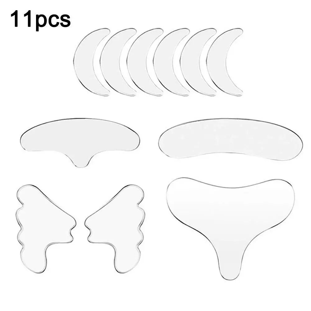 Silicone Face Pad Patch Wrinkle Removal Forehead Eye Neck Reusable Qme C 11pcs