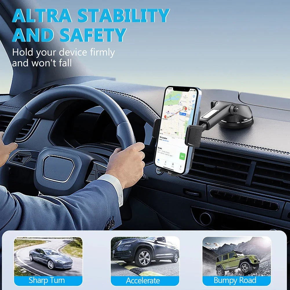 Gravity Sucker Car Phone Holder Retractable Cell Phone Support 360° Rotation Windshield Phone Bracket for Trucks RVs Vehicles Qme