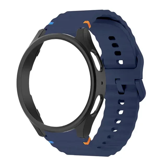 Case+Strap for Samsung Galaxy Watch 7 40mm 44mm Sport Silicone Band Bracelet PC Case Protector Cover Bumper for Galaxy Watch 7 6 Qme MidUB Galaxy Watch 7 40mm