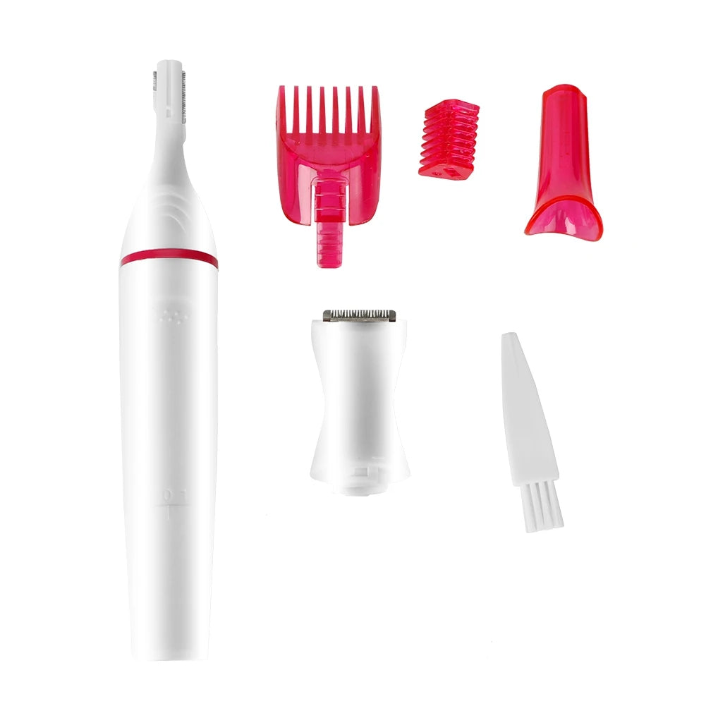 Women Eyebrow Trimmer 4-in-1 Electric Women Hair Eyebrow Nose Bikini Hair Trimmer Battery Not Included Electric Qme 1pcs