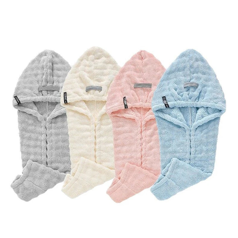 Microfiber Hair Towel Extra Large Wrap Quick Dry Elastic Band Ultra Qme