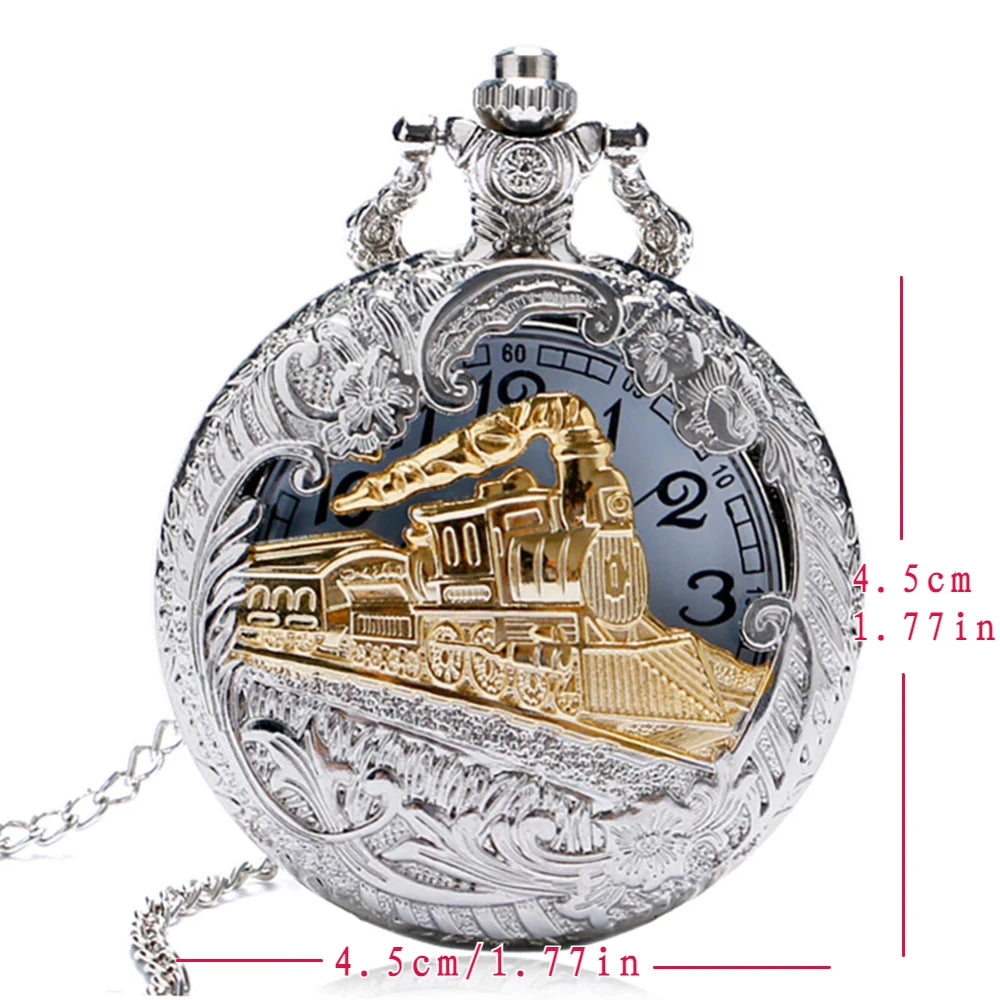 Vintage Pocket Watch Hollow Cover Design Quartz Movement Necklace Pendant Chain Unisex Gifts Qme