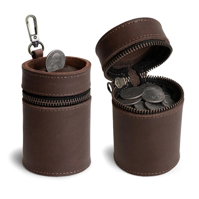 Genuine Leather Coin Pouch Piggy Bank Cash Holder Organizer Purse for Men & Women Money Saving Box Men's Change Purses & Pouches Qme