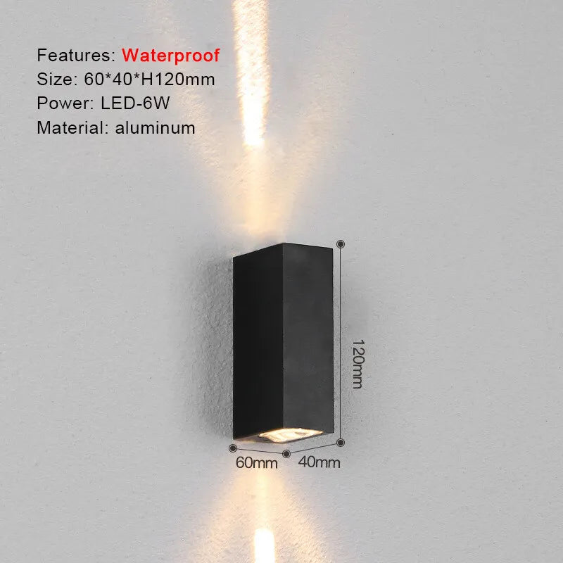 Outdoor Lighting Lens Beam Wall Lamps IP65 Waterproof Aluminum Wall Lights Corridor Garden Shopping Mall Up Down LED Porch Lamp Qme black Warm White (2700-3500K)