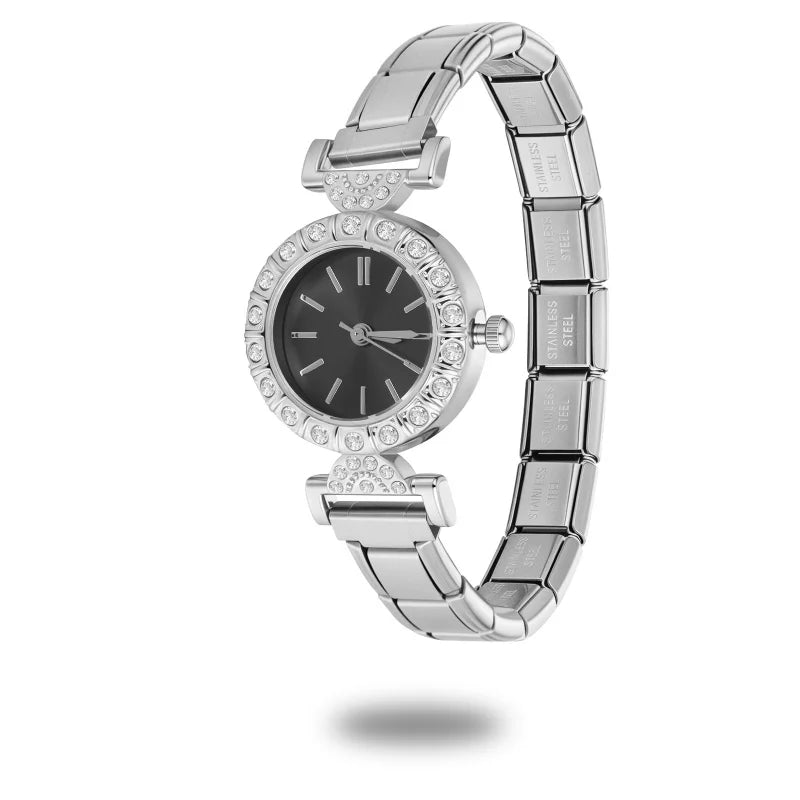 Fashion Wholesale Square Round Gem Watch Men Women DIY 9MM Width Italian Elastic Charm Stainless WatchHead Bracelet Jewelry Gift Qme S 34