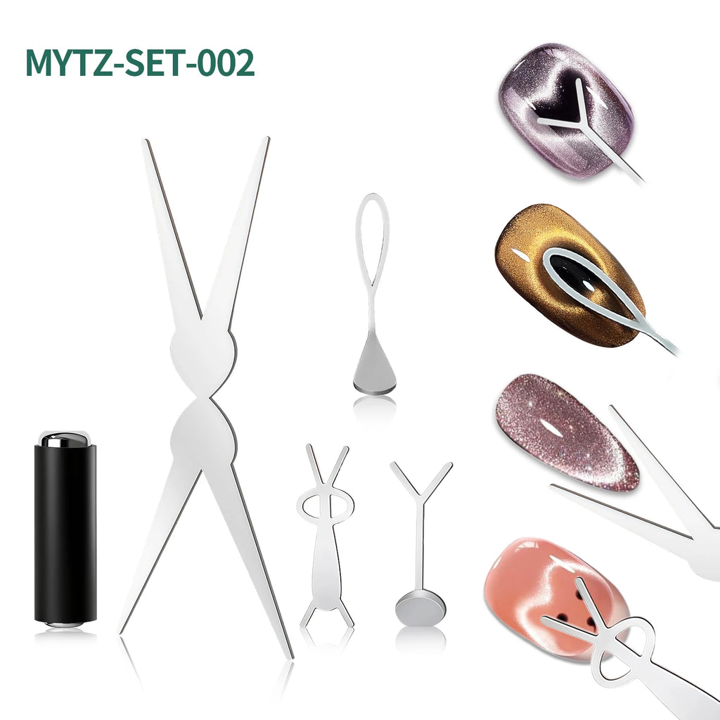 Nailpop Cat Eye Magnet Silver DIY French Wide Rabbit Heart Nail Art Qme Magnet-SET