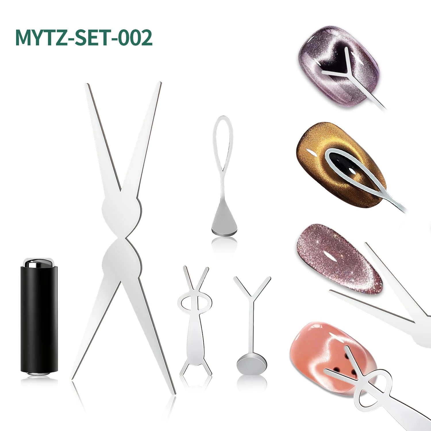 Nailpop Cat Eye Magnet Silver DIY French Wide Rabbit Heart Nail Art Qme Magnet-SET