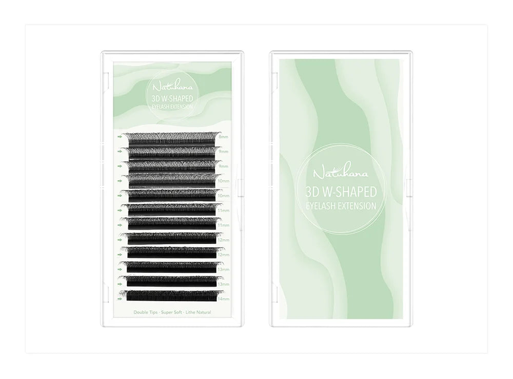 NATUHANA 3D W-shaped Eyelash Extensions Premade Volume Fans W Shape Qme Black LU 0.07mm|15mm