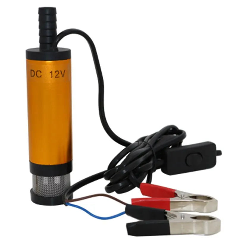 12V/24V DC Mini Portable Electric Submersible Pump - 12L/min, Aluminum Alloy Shell, Fuel/Diesel/Oil/Water Transfer Qme