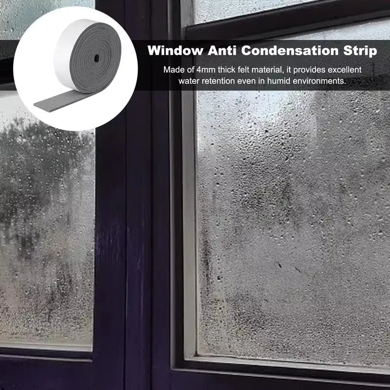 1 roll Window Anti-condensation Strips Glass Water Absorb Sticker Window Condensation Absorbent Strips Moisture Absorbers Qme